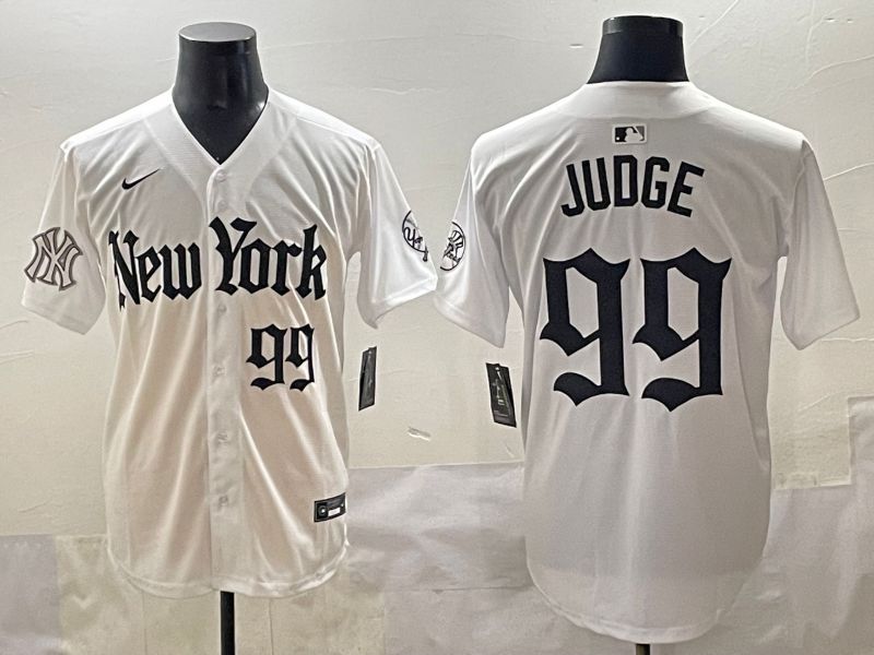 Men 2025 New York Yankees 99 Judge White Five generations Joint Name Nike MLB Jersey style 12